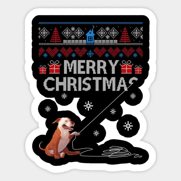 Merry Christmas Funny Naughty Pitbull Sticker by Simpsonfft